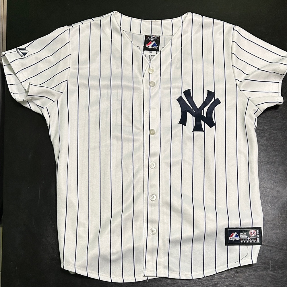 Majestic New York Yankees Nick Swisher Jersey #33 Blue Striped MLB